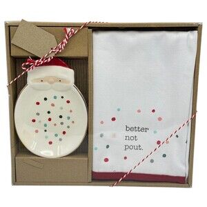 Santa Clause Soap Dish Tea Towel Christmas Holiday Winter Kitchen Gift Secret